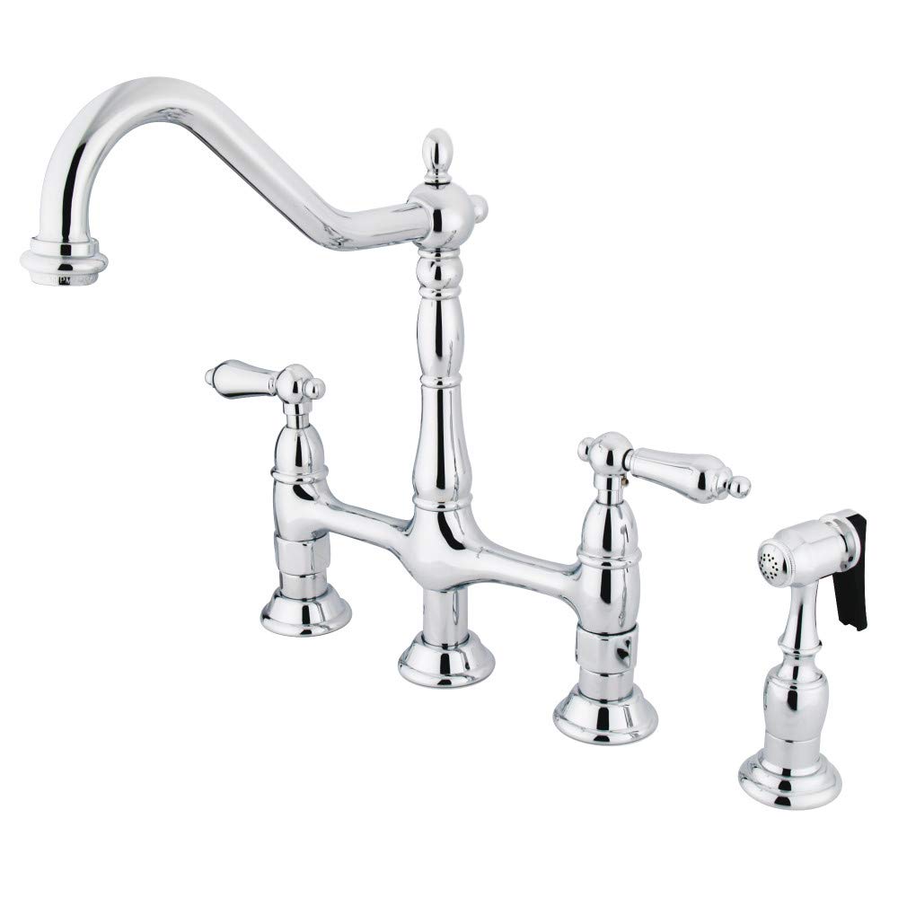 Kingston Brass KS1271ALBS Heritage Bridge Kitchen Faucet, 8-9/16